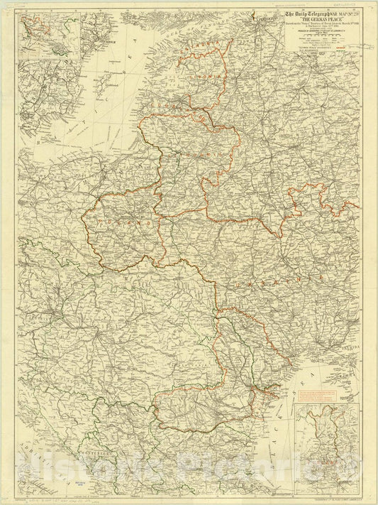 Map : Daily Telegraph War Map, Eastern Europe 1918, Antique Vintage Reproduction