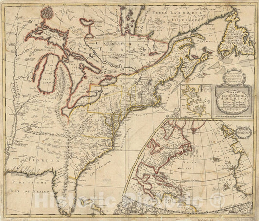 Map : United States 1719 1, Antique Vintage Reproduction