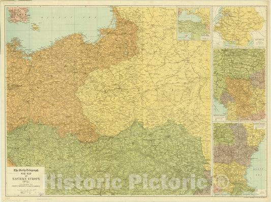 Map : Eastern Europe 1916, The Daily Telegraph war map of eastern Europe (no. 5) , Antique Vintage Reproduction