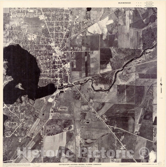 Map : Mukwonago, Wisconsin 1970, Mukwonago , Antique Vintage Reproduction