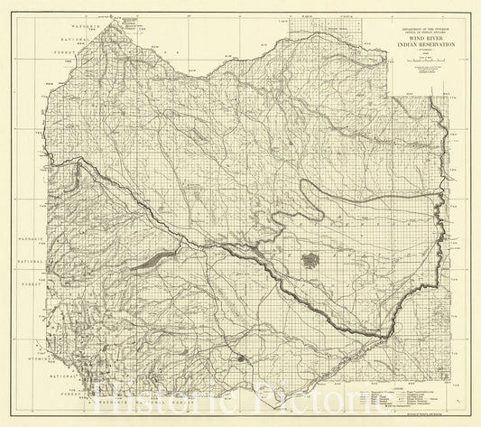 Map : Wind River Indian Reservation, Wyoming 1940, Wind River Indian Reservation, Wyoming 1940, Antique Vintage Reproduction