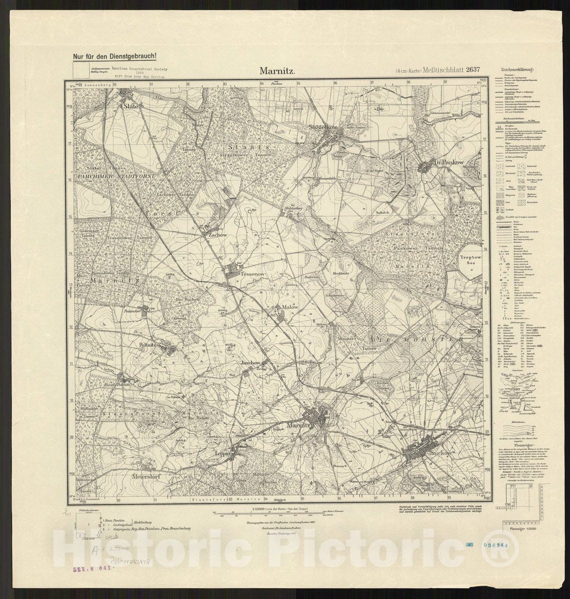 Map : Marnitz, Germany 1919, Marnitz, Antique Vintage Reproduction
