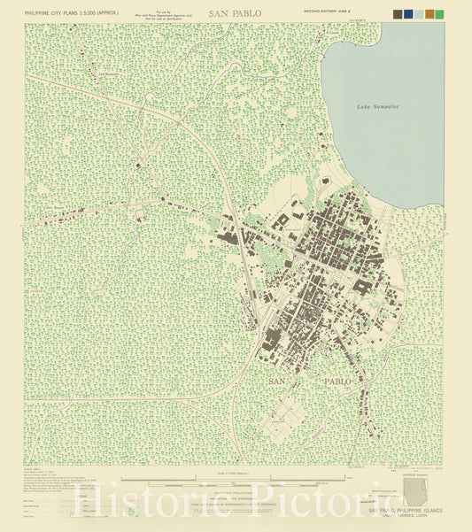 Map : San Pablo, Philippine Islands 1944, San Pablo, Philippine Islands, Laguna Province, Luzon, Antique Vintage Reproduction