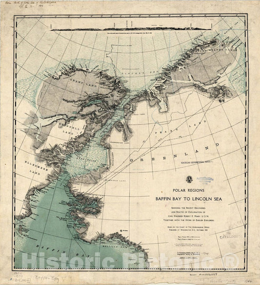 Map : Arctic regions 1904, Antique Vintage Reproduction