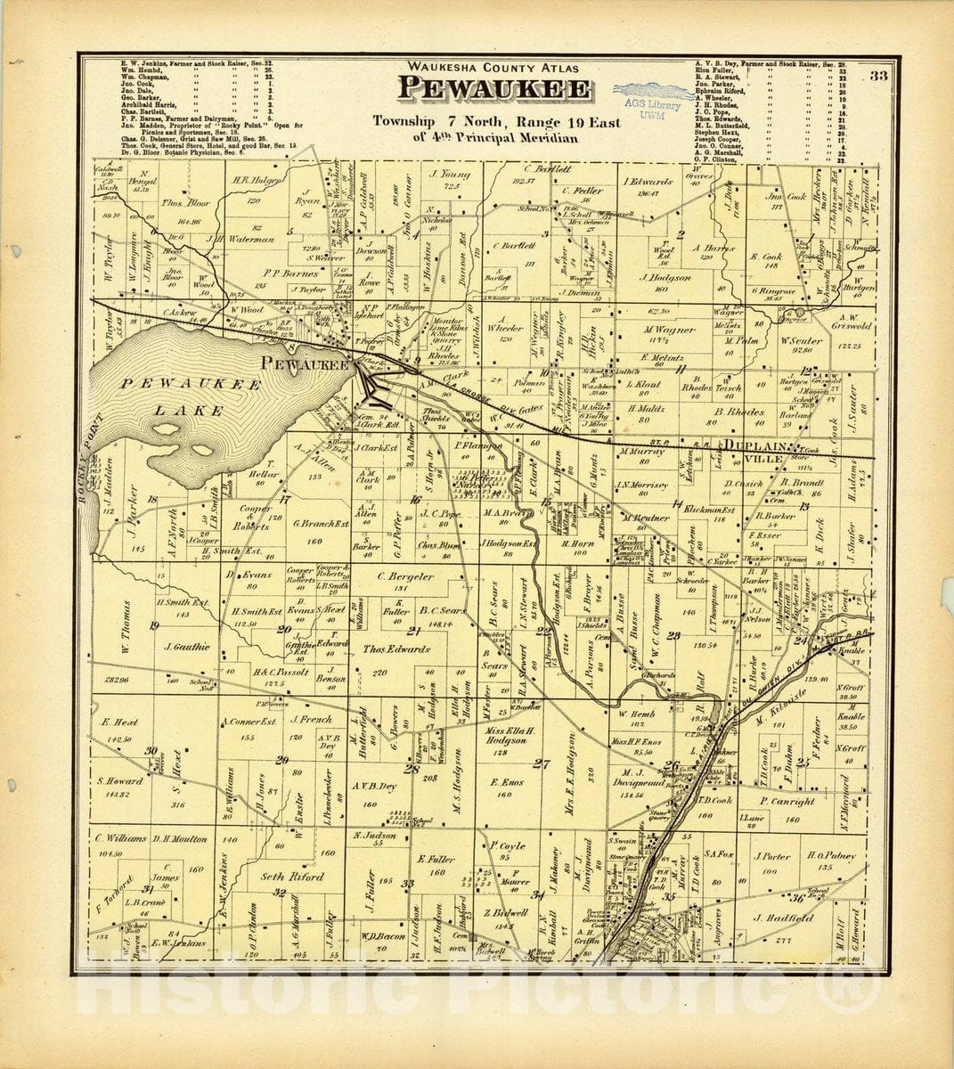 Map : Waukesha County, Wisconsin 1873 9, Antique Vintage Reproduction