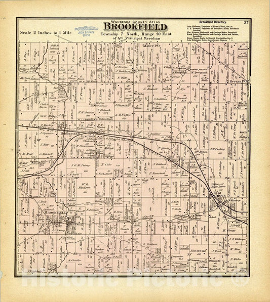 Map : Waukesha County, Wisconsin 1873 10, Antique Vintage Reproduction