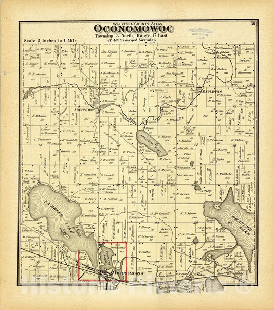 Map : Waukesha County, Wisconsin 1873 11, Antique Vintage Reproduction