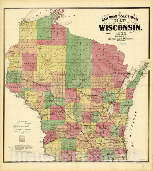 Map : Waukesha County, Wisconsin 1873 14, Antique Vintage Reproduction
