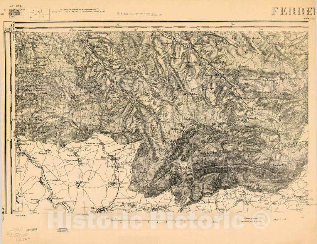 Map : France 1918- 174, [Topographic maps of France], Antique Vintage Reproduction