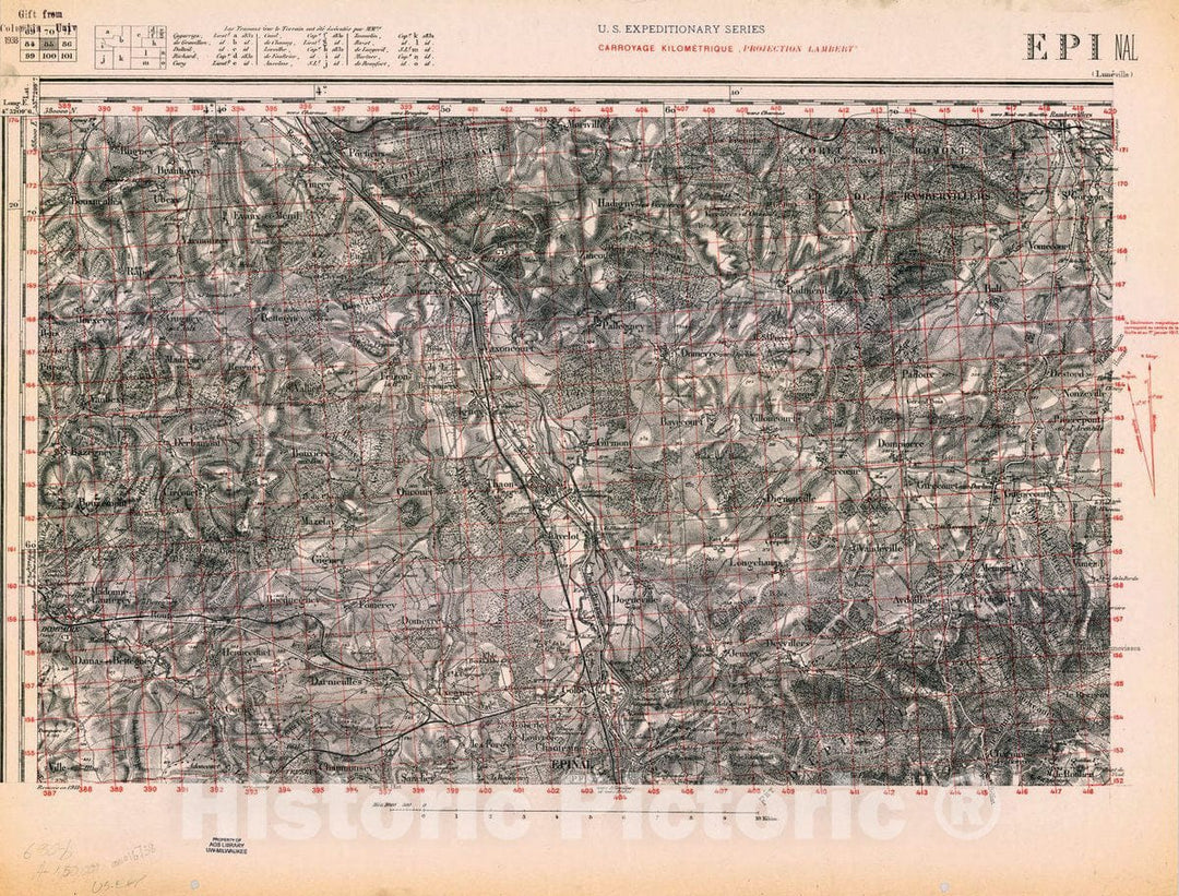 Map : France 1918- 175, [Topographic maps of France], Antique Vintage Reproduction