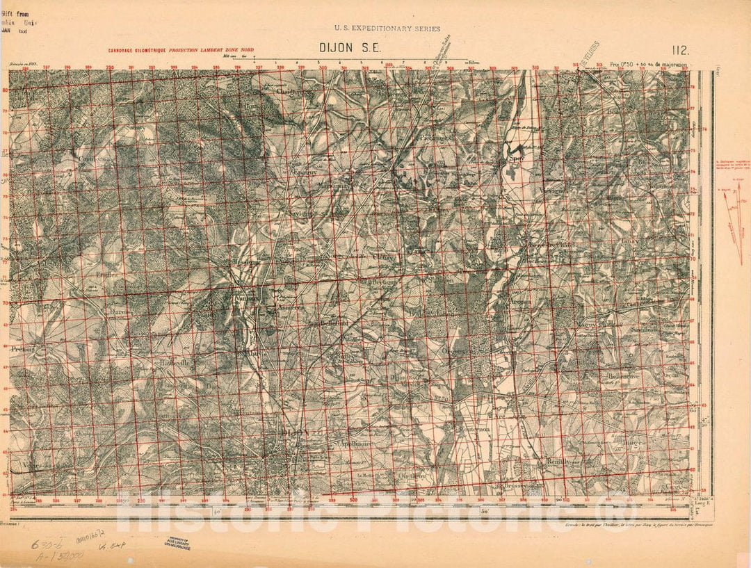 Map : France 1918- 176, [Topographic maps of France], Antique Vintage Reproduction