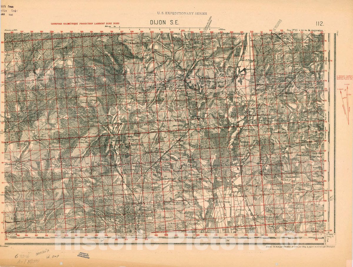 Map : France 1918- 176, [Topographic maps of France], Antique Vintage Reproduction