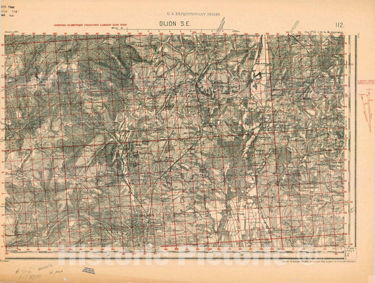Map : France 1918- 176, [Topographic maps of France], Antique Vintage Reproduction