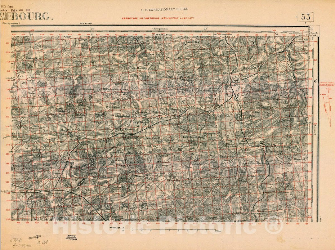 Map : France 1918- 177, [Topographic maps of France], Antique Vintage Reproduction