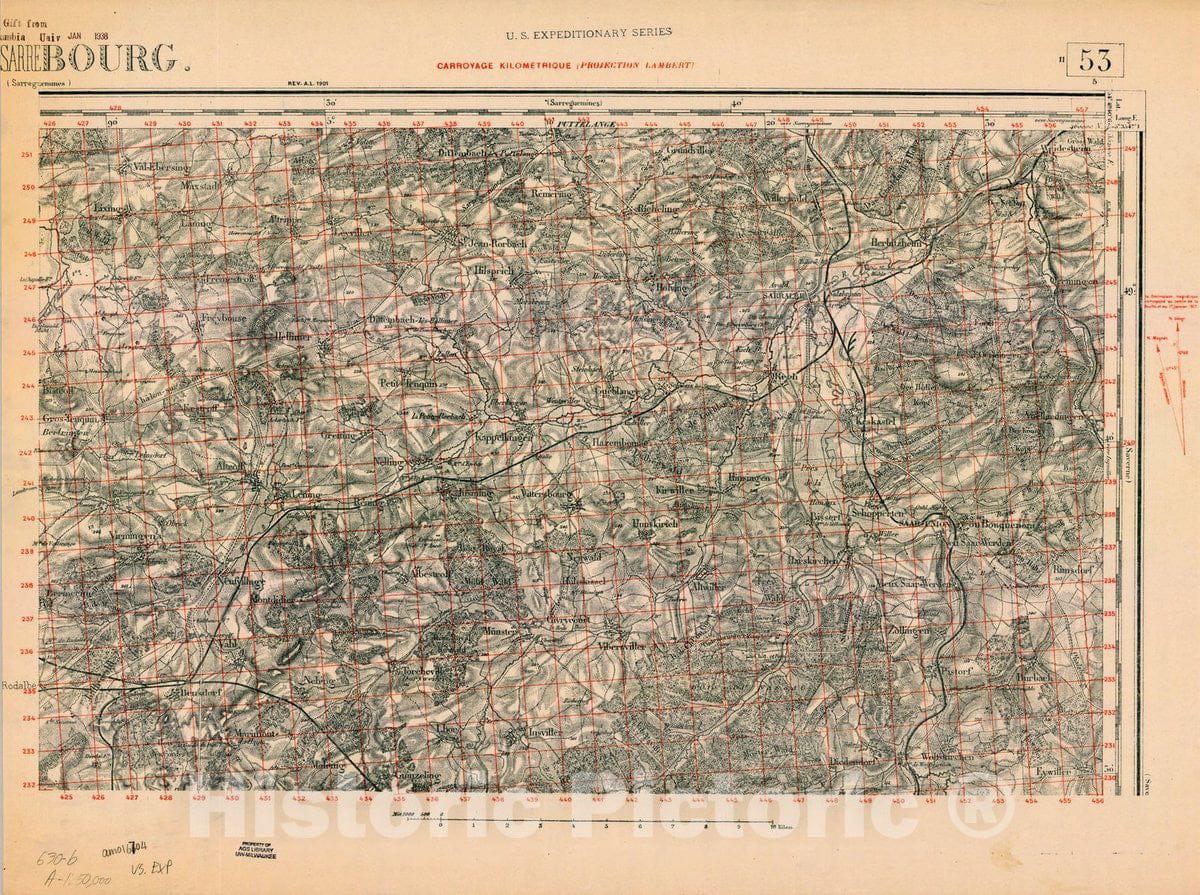 Map : France 1918- 177, [Topographic maps of France], Antique Vintage Reproduction