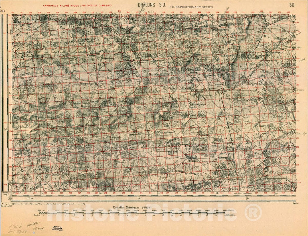 Map : France 1918- 178, [Topographic maps of France], Antique Vintage Reproduction