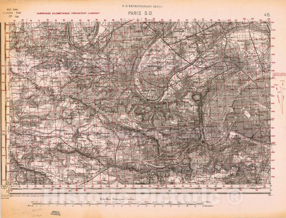Map : France 1918- 179, [Topographic maps of France], Antique Vintage Reproduction