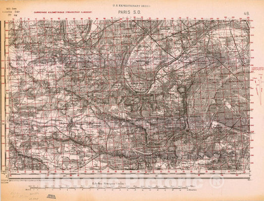 Map : France 1918- 179, [Topographic maps of France], Antique Vintage Reproduction
