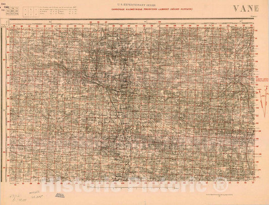Map : France 1918- 183, [Topographic maps of France], Antique Vintage Reproduction