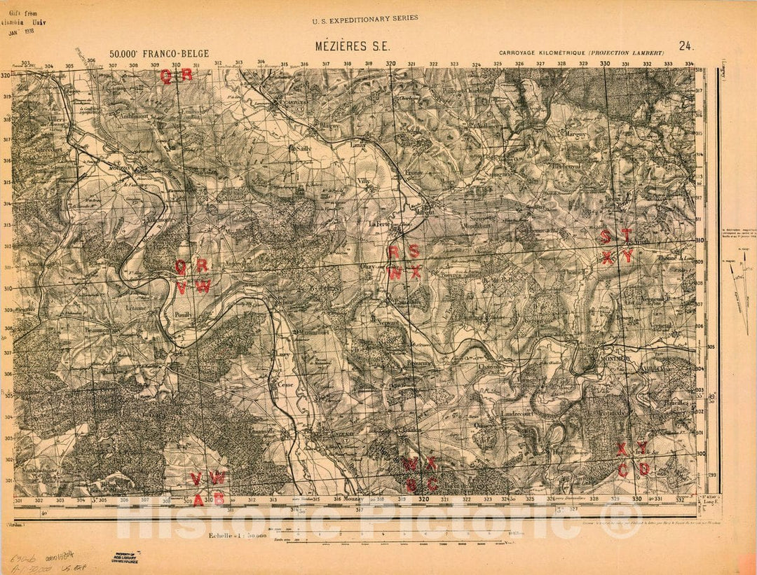 Map : France 1918- 44, [Topographic maps of France], Antique Vintage Reproduction