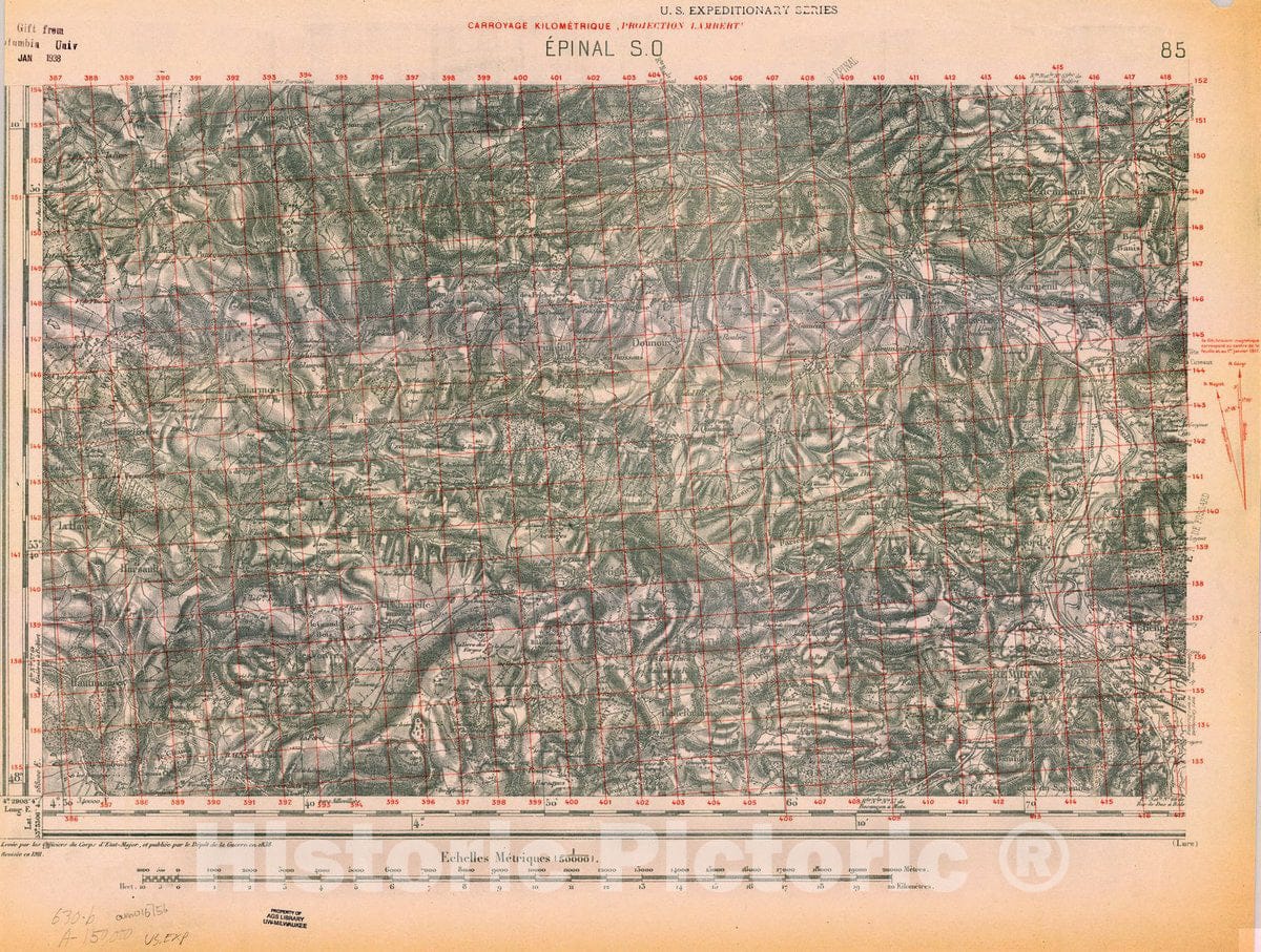 Map : France 1918- 45, [Topographic maps of France], Antique Vintage Reproduction