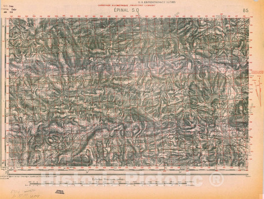 Map : France 1918- 45, [Topographic maps of France], Antique Vintage Reproduction