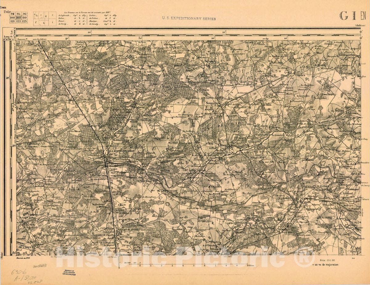 Map : France 1918- 48, [Topographic maps of France], Antique Vintage Reproduction