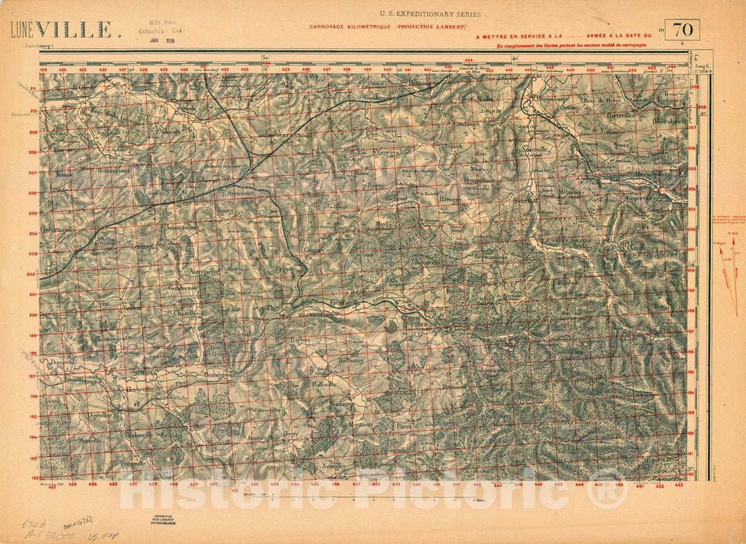 Map : France 1918- 50, [Topographic maps of France], Antique Vintage Reproduction