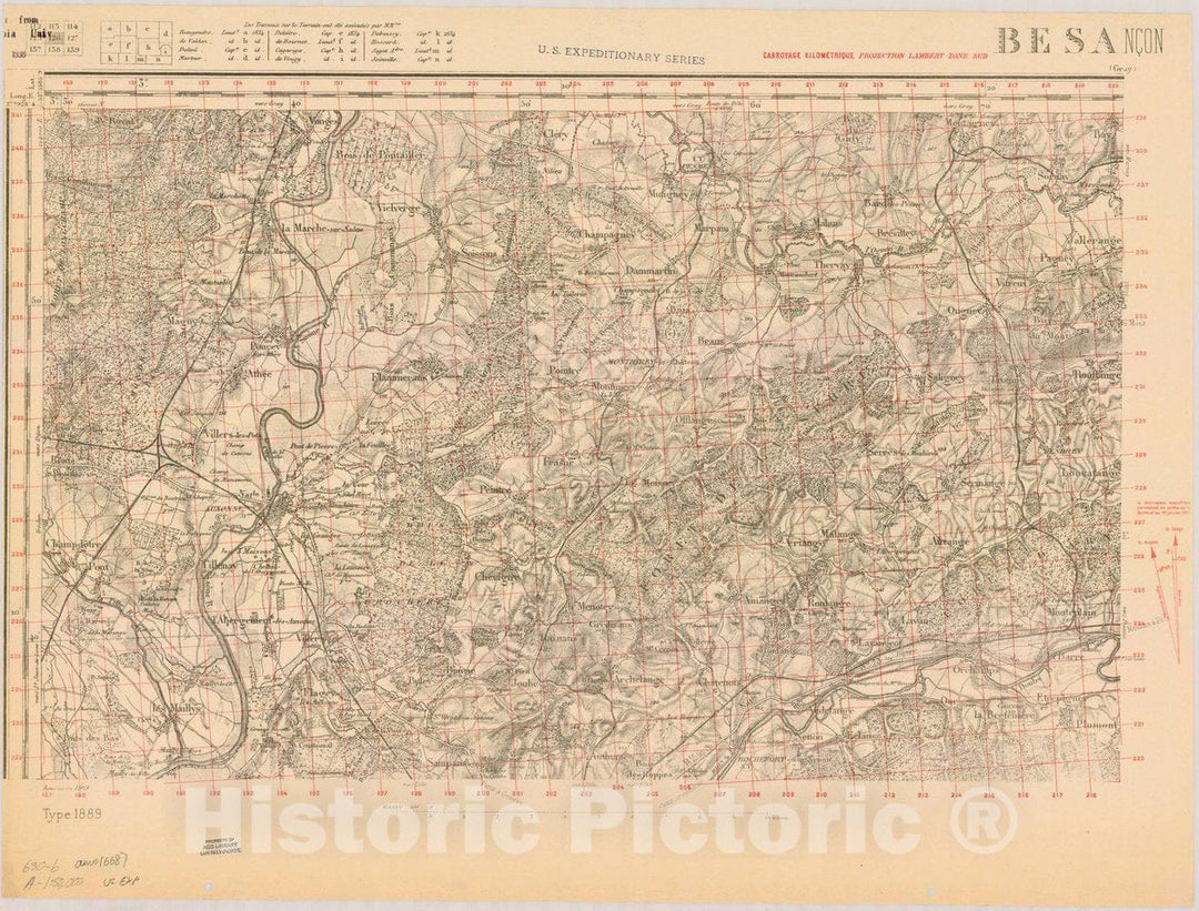 Map : France 1918- 51, [Topographic maps of France], Antique Vintage Reproduction