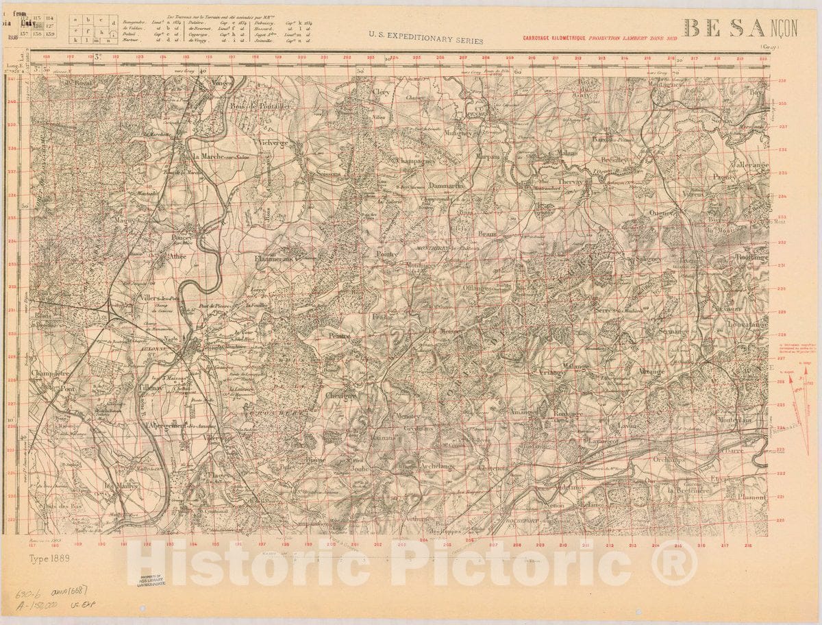 Map : France 1918- 51, [Topographic maps of France], Antique Vintage Reproduction