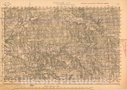 Map : France 1918- 62, [Topographic maps of France], Antique Vintage Reproduction
