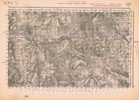 Map : France 1918- 87, [Topographic maps of France], Antique Vintage Reproduction