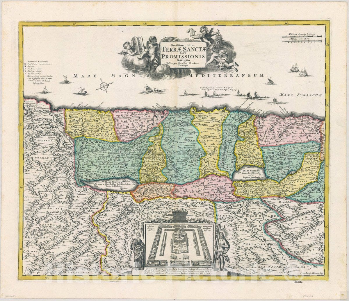 Map : Holy Land Maps #92, Novissima totius Terrae Sanctae Sive Promissionis Descriptio , Antique Vintage Reproduction