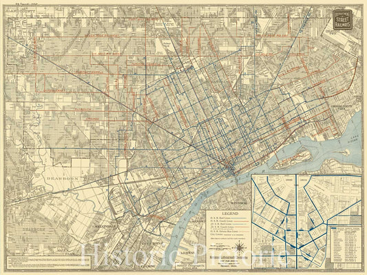 Map : Detroit, Michigan 1931, City of Detroit official map of Detroit's transportation system : showing the routes of all street car and motor coach lines