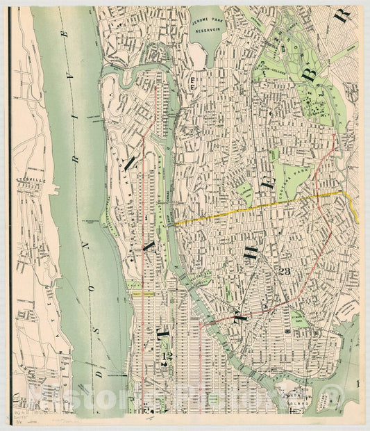 Map : Manhattan, New York 1905 3, Map of the boroughs of Manhattan and the Bronx, City of New York , Antique Vintage Reproduction