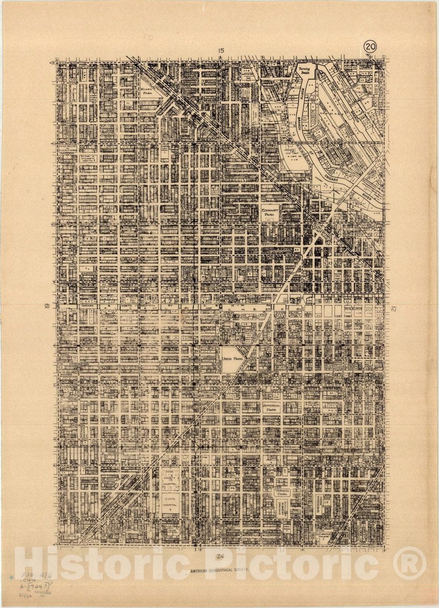 Map : Chicago Zoning Commission Maps 8, Antique Vintage Reproduction