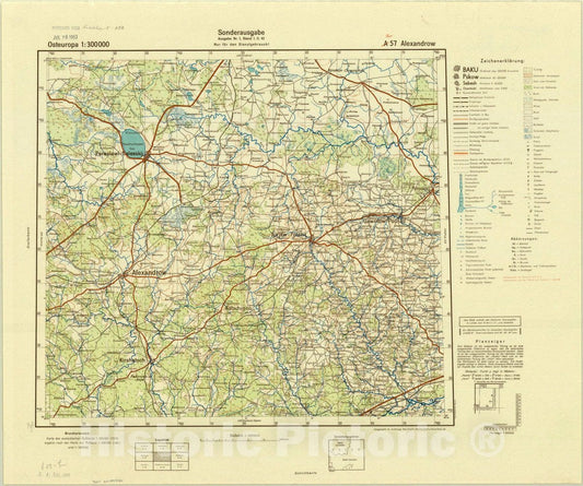 Map : Alexandrow, Osteuropa (1: 300,000), Antique Vintage Reproduction