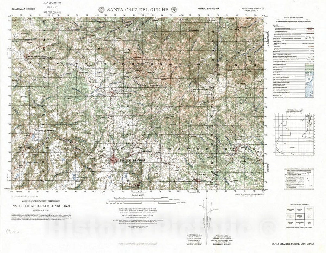Map : Guatemala Topo Maps 2, Guatemala 1:50,000 ; Transverse Mercator proj. , Antique Vintage Reproduction