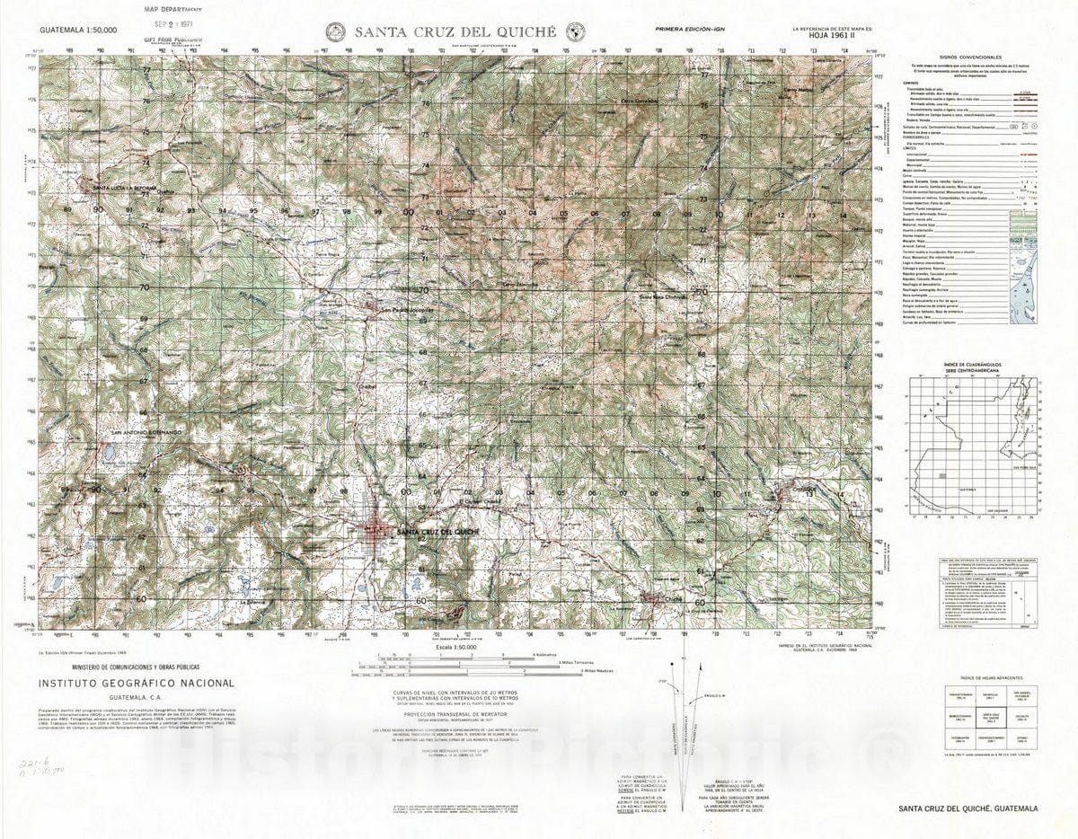 Map : Guatemala Topo Maps 2, Guatemala 1:50,000 ; Transverse Mercator proj. , Antique Vintage Reproduction