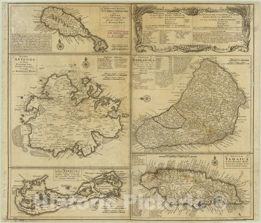 Historic Map : West Indies 1759, Dominia anglorum in pr?ipuis insulis Americ?ut sunt insula : Christophori, Antegoa, Iamaica, Barbados ; nec non insulae Bermudes vel Sommers dictae