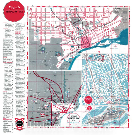 Map : Detroit, Michigan 1970, Detroit metropolita area , Antique Vintage Reproduction