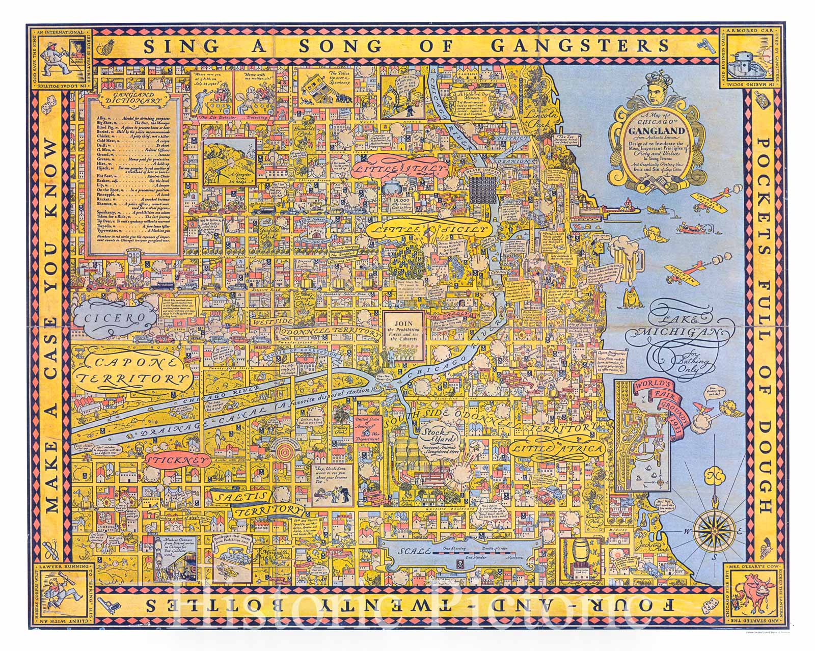 Map : Chicago, Illinois 199-?, Antique Vintage Reproduction