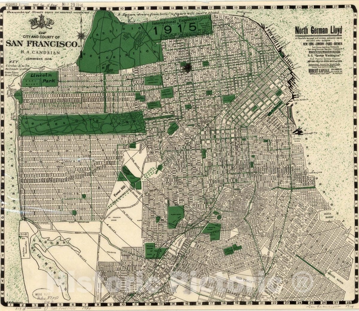 Map : San Francisco, Map of city and county of San Francisco , Antique Vintage Reproduction