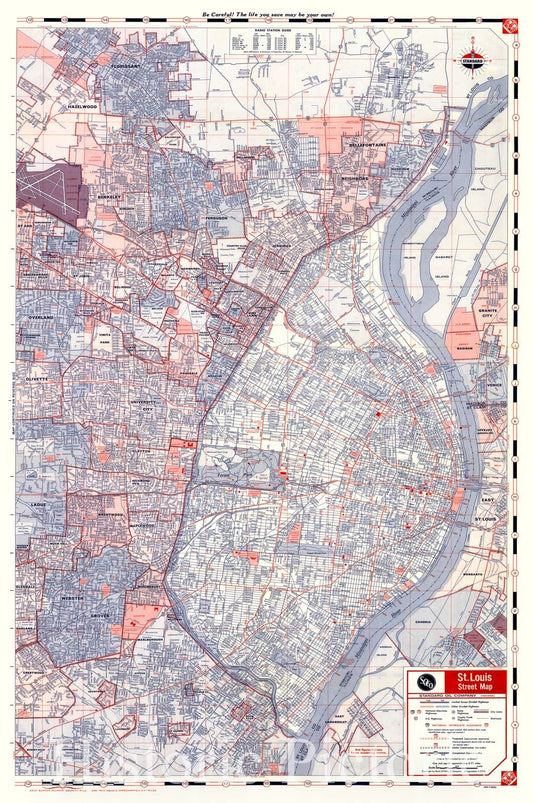Map : St. Louis, Missouri, St. Louis street map, Antique Vintage Reproduction