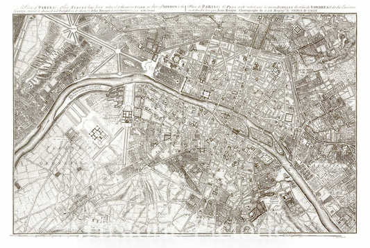 Map : Paris, France, Antique Vintage Reproduction
