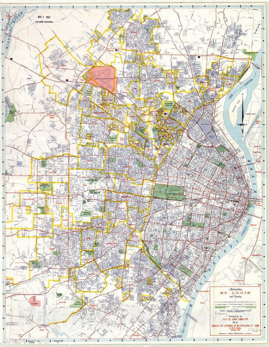 Map : St. Louis, Missouri, Metropolitan St. Louis and vicinity , Antique Vintage Reproduction