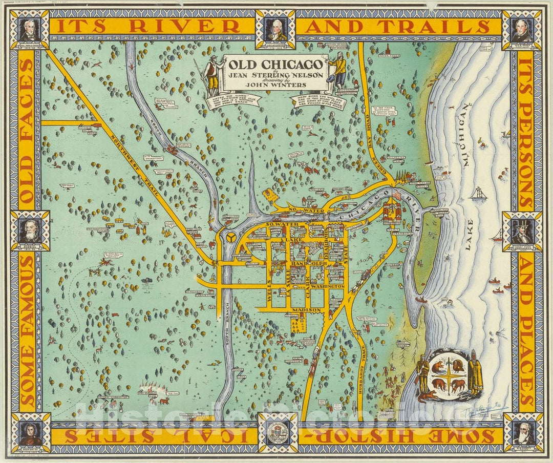 Map : Chicago, Old Chicago , Antique Vintage Reproduction