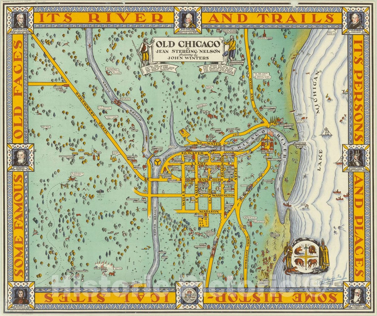 Map : Chicago, Old Chicago , Antique Vintage Reproduction