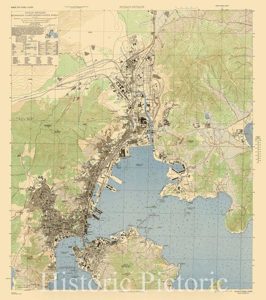 Map : Pusan, Korea 1946, Korea City Plans 1:12,500 : Pusan (Fusan), Antique Vintage Reproduction