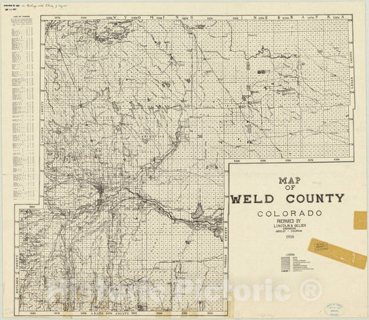 Map : Weld County, Colorado 1918, Map of Weld County, Colorado , Antique Vintage Reproduction